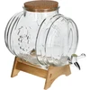 Стъклена бъчвичка 5 L, с широко гърло, коркова тапа, стойка и кранче - 2 