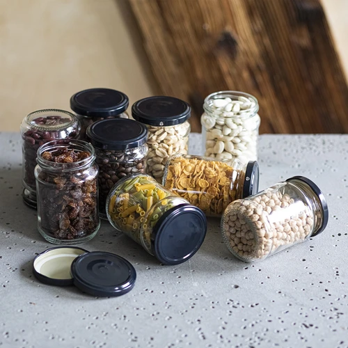 Буркан 250 мл фи 66/4, черна капачка - 6 бр. - 6