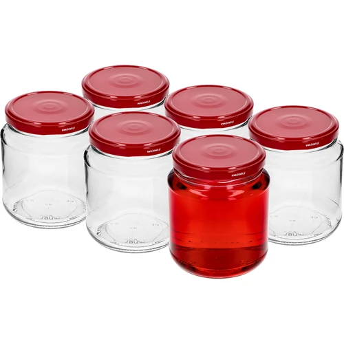 Буркан тип twist-off, grubasek 580 ml с бордова капачка fi82/6, 6 бр. - 2