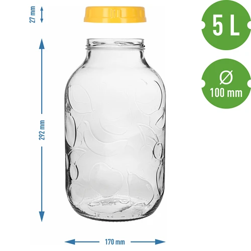 Буркан TO 5 L и пластмасова капачка фи 100, с дръжка - 7