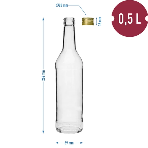 Бутилка 500 ml за водка, права, с винтови капачки - 8 бр. - 7