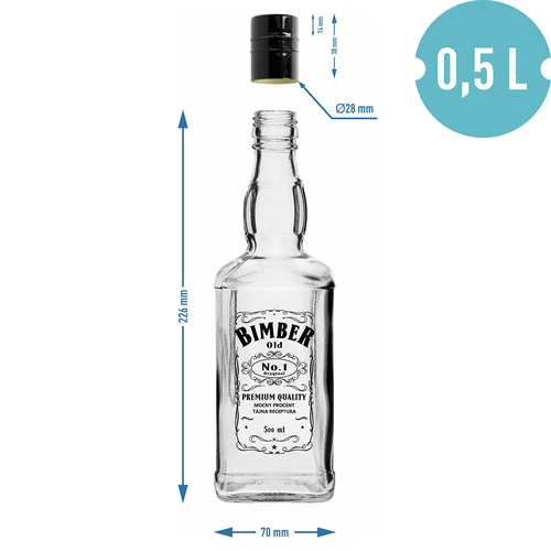 Бутилка Daniels 500 мл с капачка, надпис „Bimber OLD“, 1 бр. - 6