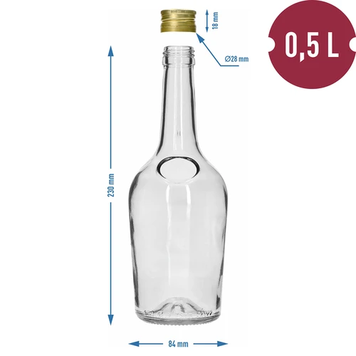 Бутилка GLORIA 0,5 л, със златна капачка фи 28, 1 бр. - 6