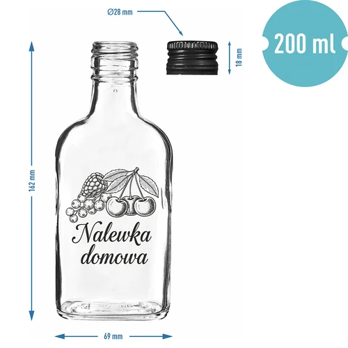 Плоска бутилка тип манерка 200 ml с винтова капачка, надпис „Домашна наливка“, 1 бр. - 4
