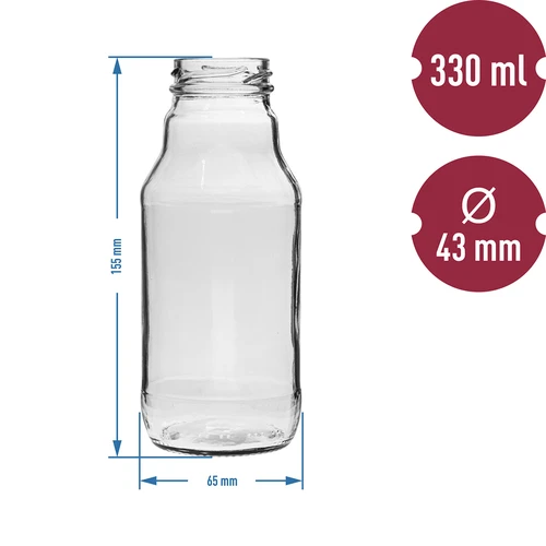 Бутилка TO за сок 330 ml с капачка фи 43 - 6 бр. - 4