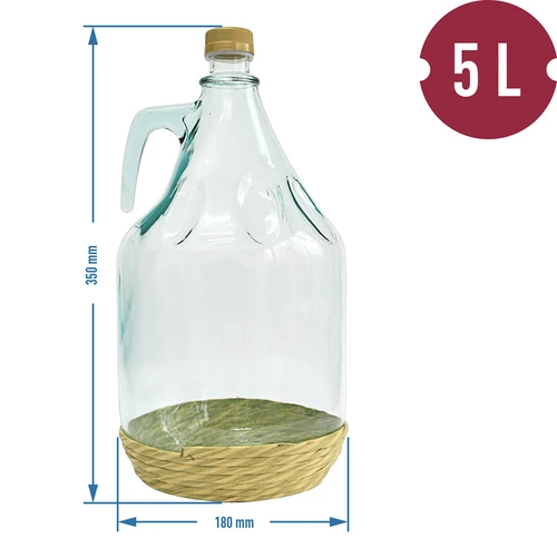 Дамаджана Dama 5 L с оплетка, с винтова капачка - 3