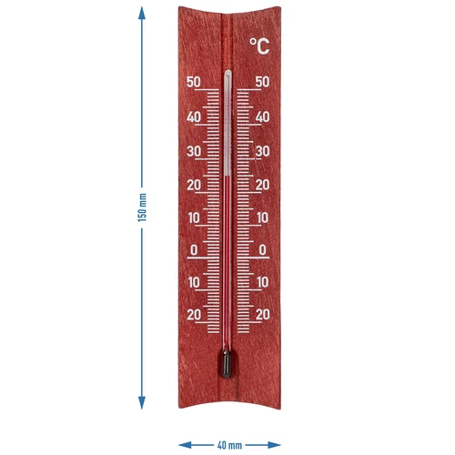 Дървен стаен термометър (-20 до +50°C), цвят махагон, 15 см - 5