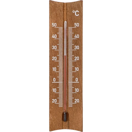 Дървен стаен термометър (-20 до +50°C), тъмнокафяв, 15 cm