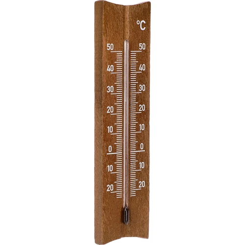 Дървен стаен термометър (-20 до +50°C), тъмнокафяв, 15 cm - 2