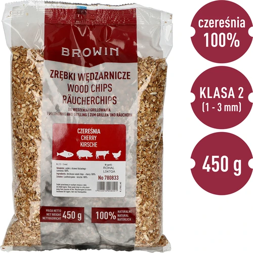 Дървесен чипс за опушване (100% череша), клас 2 – 450 г × 5 - 3