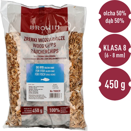 Дървесен чипс за опушване/гриловане, 50% дъб + 50% елша, 450 г, кл. 8 - 3