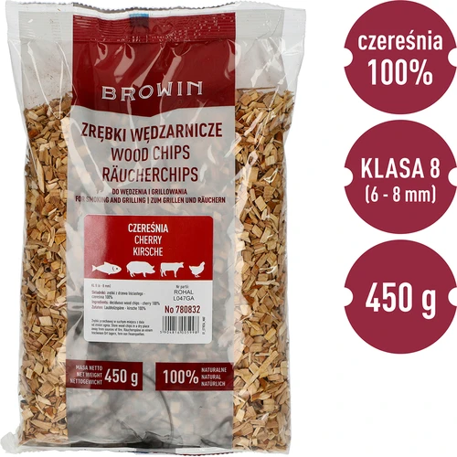 Дървесен чипс за опушване/гриловане, череша, 450 г, клас 8 - 3