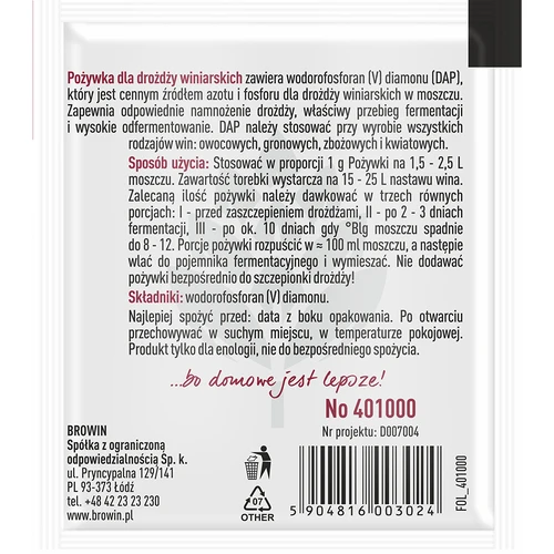 Хранителна сол за винени дрожди, 10 g - 2