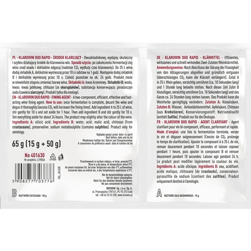 Klarowin Duo Rapid - хитозан + силика сол, 65 г - 2