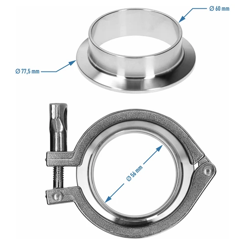 Комплектно Tri-Clamp съединение 77,5 x 60 mm - 5