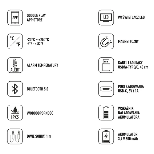 Кухненски термометър с Bluetooth, 2 сонди - 8