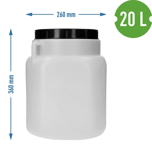 Квадратен бидон 20 L, бял, с дръжки, Sterk - 10