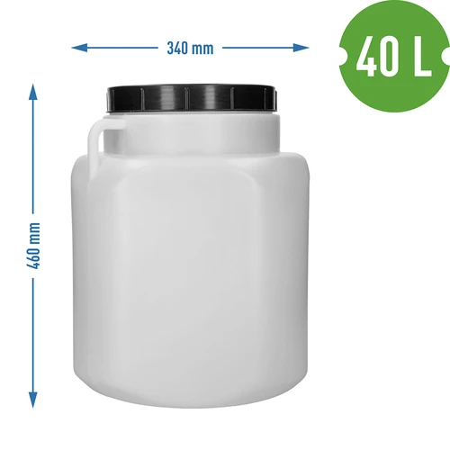 Квадратен бидон 40 л, бял, с дръжки, Sterk - 10