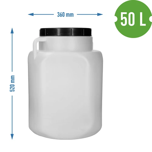 Квадратен бидон за 50 L, бял, с дръжки 50 L - 10