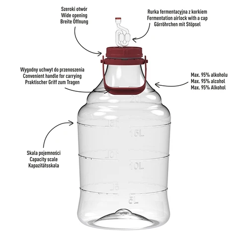 Лека, нечуплива дамаджана за вино с дръжка, 20 L - 4