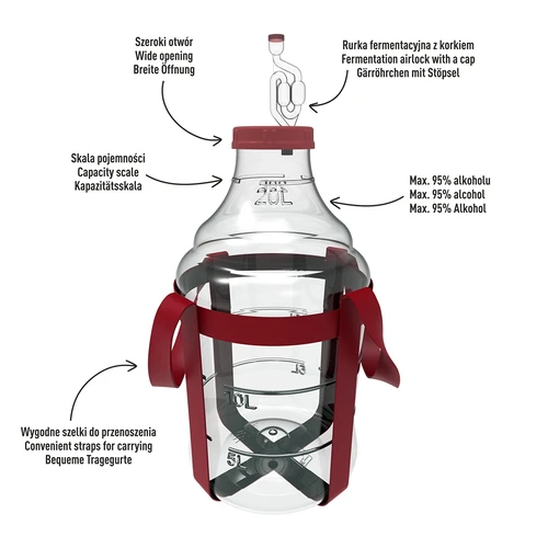 Лека, нечуплива дамаджана за вино с презрамки, 20 L - 4