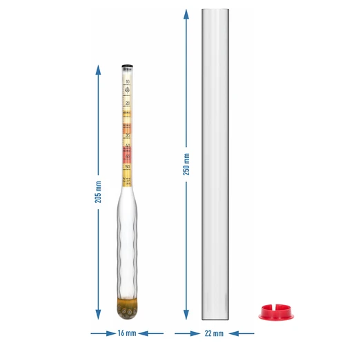 Нечуплив ареометър за медовина с пробирка, обхват на измерване 10–50°Blg - 5
