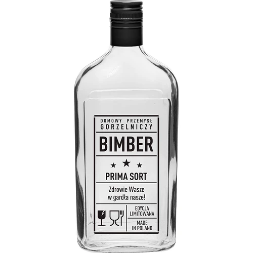 Плоска бутилка 500 мл с винтова капачка, с надпис „Bimber PRL“, 1 бр.