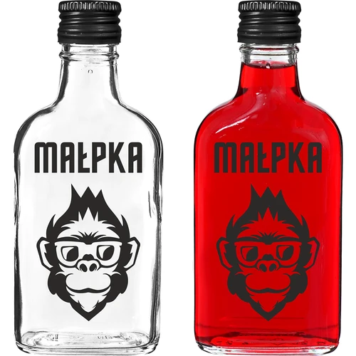 Плоска бутилка тип манерка 200 ml с винтова капачка, принт „Маймунка“, 1 бр.