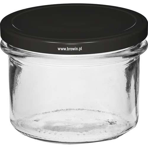 Прав буркан 235 ml (фи82) с черна капачка, 6 бр. - 2