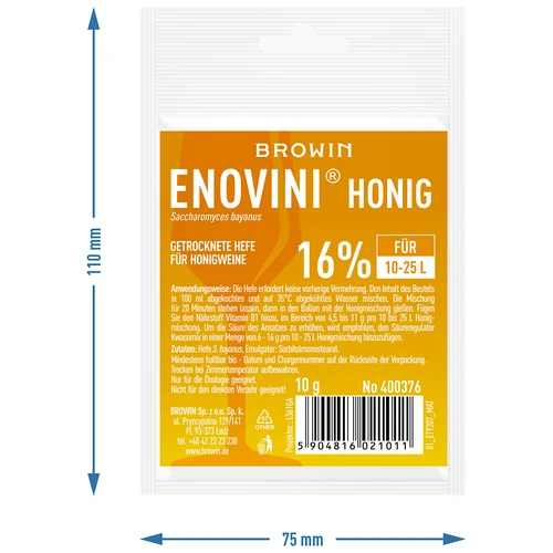 Сухи дрожди за медовина Enovini HONEY 10 g - 3