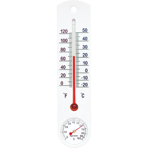 Универсален бял термометър с хигрометър (-20°C до +50°C) 25 см
