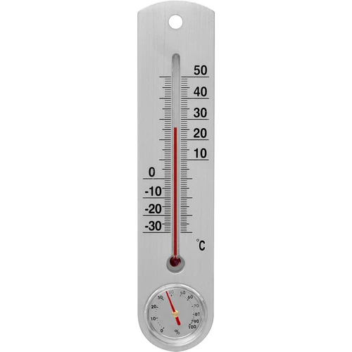 Универсален сребърен термометър с хигрометър (-30°C до +50°C) 25 см