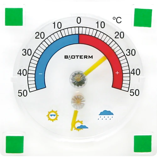 Универсален термометър с хигрометър, прозрачен, самозалепващ (-50°C до +50°C)