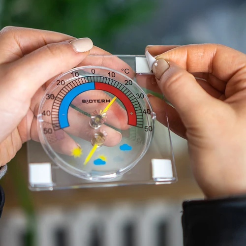 Универсален термометър с хигрометър, прозрачен, самозалепващ (-50°C до +50°C) - 6