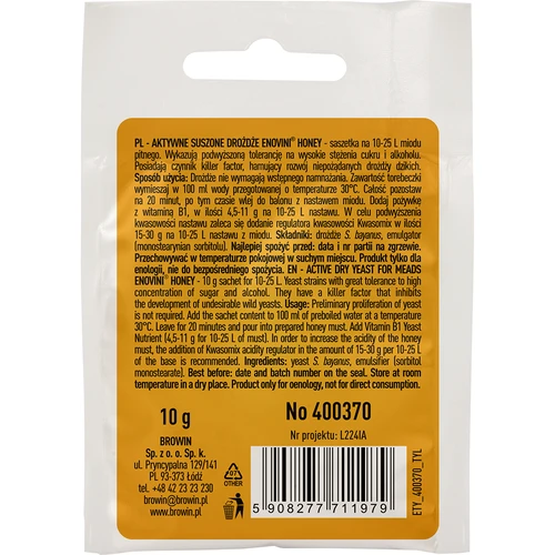 Винарски дрожди Enovini® HONEY, 10 g - 2