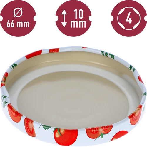 Винтова капачка фи 66/4 с мотив домати - 10 бр. - 4