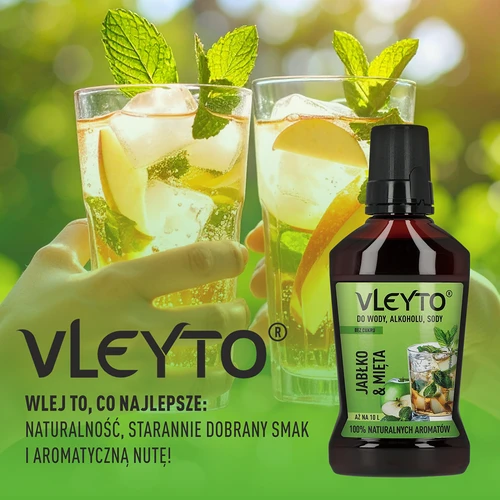 VLEYTO Мента & Ябълка – вкусова есенция с натурални аромати, 250 мл - 6