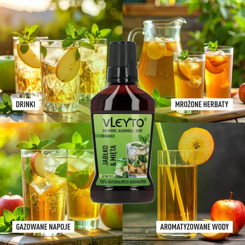VLEYTO Мента & Ябълка – вкусова есенция с натурални аромати, 250 мл - 7