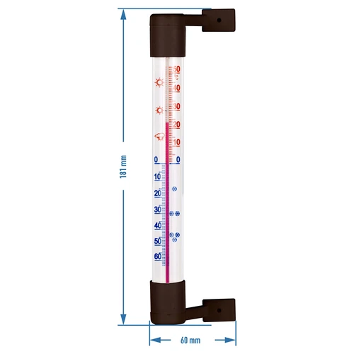 Външен термометър, кафяв (-50°C до +50°C), 18 см - 3