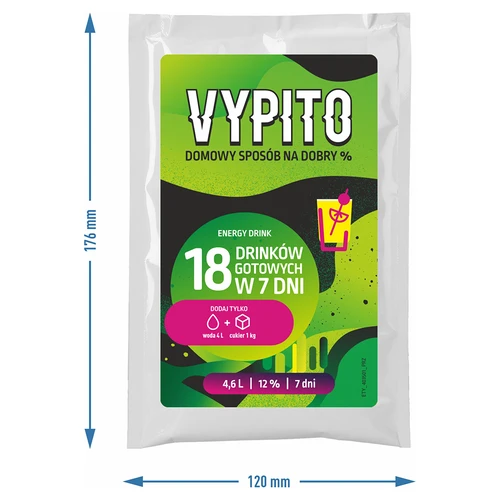 VYPITO 12%, саше за 18 коктейла - Енергийна напитка, 126 г - 4