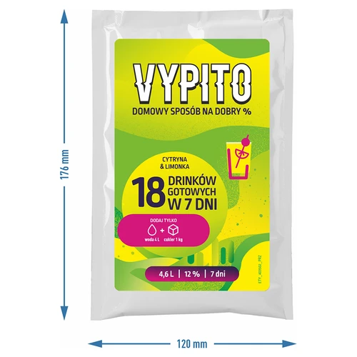 VYPITO 12%, саше за 18 коктейла - Лимон & лайм, 126 g - 4