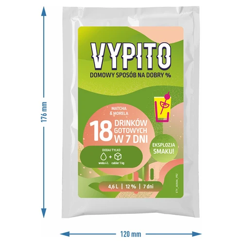 VYPITO 12%, саше за 18 коктейла - Матча-Кайсия, 126g - 4