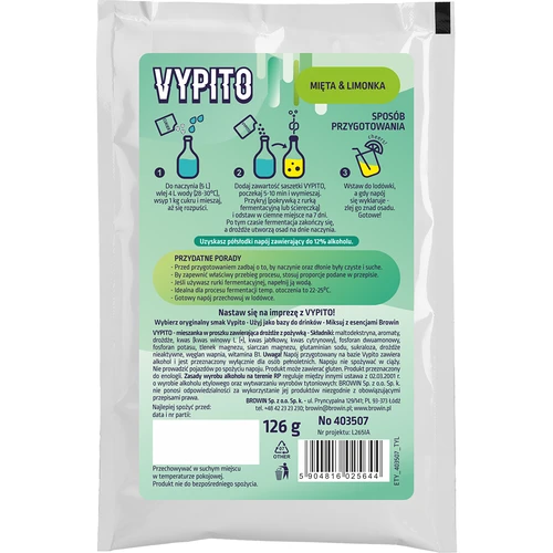 VYPITO 12%, саше за 18 напитки – Мента-Лайм, 126 г - 2