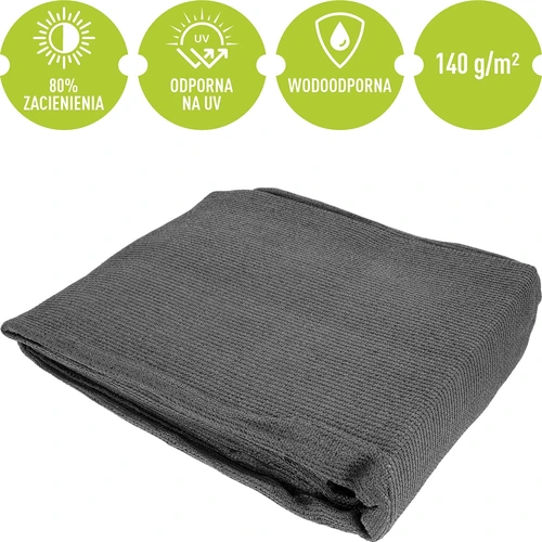 Засенчваща мрежа (80%, 140 g/m²) 1,5 x 5 m, графитена - 5